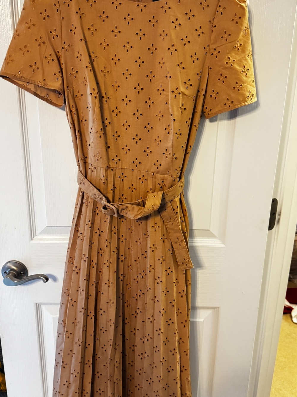 NWT: Ann Taylor Beige Eyelet Midi Dress in Caramel